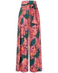 Marianna Déri - Palazzo Pants With Orchid Print And Tie Belt - Lyst
