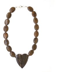 Shar Oke - Bronzite & Heart Shaped Tiger Iron Pendant Necklace - Lyst