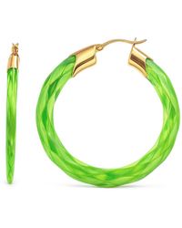 Gold & Honey - Peridot Swirl Twist Lucite Birthstone Hoop Earrings - Lyst