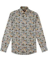 Gresham Blake - Neutrals Cream Paisley Jacquard Shirt - Lyst