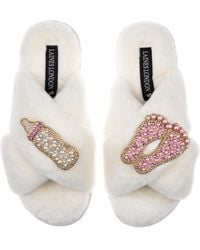 Laines London - Classic Laines Slippers With New Baby Girl Brooches - Lyst