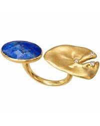 Rare Matters Jewelry - Faceted Lapis Lazuli Statement Ring-Plated Open Band Ring - Lyst