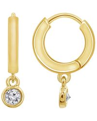 Diamonbliss - Bezel Set Dangle Hoop Earrings - Lyst