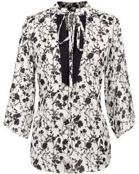 Smart and Joy - Tulip Sleeves Blouse With Monochrome Floral Print - Lyst