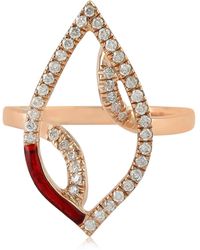 Artisan - Rose Gold Pave Diamond Designer Enamel Marquise Ring - Lyst