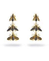 Ebru Jewelry - Divine Connection Trio Queen Bee Sapphire & Dangle Earrings - Lyst