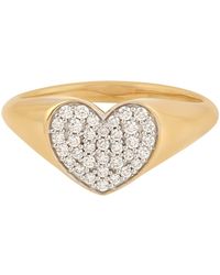 Artisan - 18k Yellow Gold Pave Diamond Heart Shape Ring Handmade Jewelry - Lyst