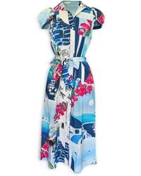 Pick Happy - Amelia Puff Sleeve Shirt Dress Santorini Limited Edition - Lyst
