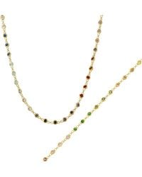 Spero London - Colourful Jewelled Tennis Style Sterling Chain Necklace & Bracelet Set - Lyst