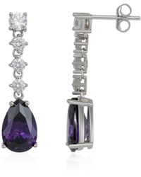 Spero London - Pear Amethyst Sterling Drop Earrings - Lyst