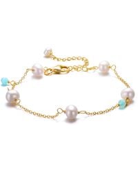 Genevive Jewelry - Rachel Glauber Plated Bracelet With Lustrous Pearls - Lyst