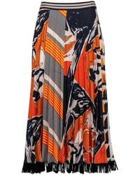 Lalipop Design - Half-circle Pleated Midi Skirt With Suede Fringe Hem - Lyst
