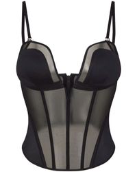 Lunatic Femme - Double Entendre Silk Bustier With Removable Cups - Lyst