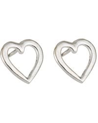 Posh Totty Designs - Sterling Silver Open Mini Heart Stud Earrings - Lyst