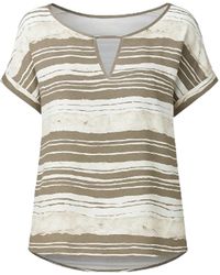 Conquista - Short Sleeve Striped Keyhole Top - Lyst