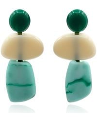 Michael Nash Jewelry - Neutrals Puzzle Resin Multi Triple Drop Earrings - Lyst