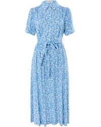 Louche - Inesa Negative Floral Print Short Sleeve Midi Shirt Dress - Lyst