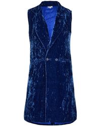 At Last - Long Silk Velvet Waistcoat In Sapphire - Lyst