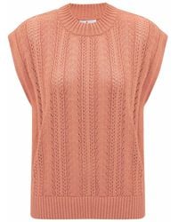 Peraluna - Sima O-Neck Openwork Knit Blouse - Lyst