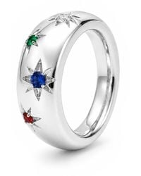 Unaloe - Multicolour Quartz Starburst Wide Band Ring – Sterling - Lyst
