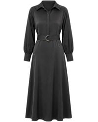 John Abgin - Satin Raglan Sleeve A-Line Midi Dress - Lyst