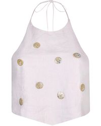 Anemoia - Léa Light Linen Halter Neck Tie Back Top - Lyst