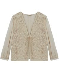 Nocturne - Neutrals Lace Front Sheer Sleeve Jacket - Lyst
