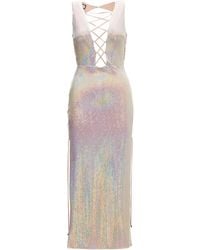 Nissa - Holographic-Effect Midi Dress Multicolour - Lyst