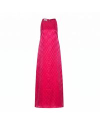 Silk and Bears - Aurora Fuchsia Damask Hand-Dyed Silk Jacquard Maxi Dress - Lyst