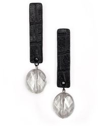 WAIWAI - Clear Quartz & Alligator-Textured Leather Drop Earrings - Lyst
