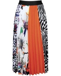 Lalipop Design - Multi-color Flowers & Zebra Print Pleated Skirt - Lyst