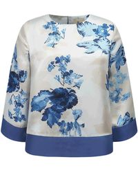 Smart and Joy - Satin Blouse With Contrasting Floral Print - Lyst