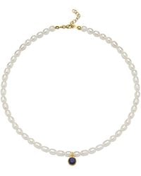 LINYA JEWELLERY - Cosmic Big Pearl Zodiac Necklace Birthtone - Lyst