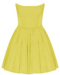 NAZLI CEREN - Sibby Strapless Satin Mini Dress - Lyst