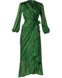 SACHA DRAKE - The Savoir Lurex Chiffon Midi Wrap Dress - Lyst