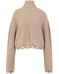 Pcfg - Neutrals Your Itch Ripped High Neck Knit Sweat - Lyst