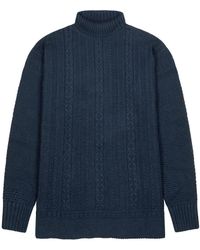 Paul James Knitwear - Midweight Cotton Aith Cable Roll Neck Gansey Jumper - Lyst