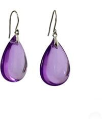 Laura Daili - Neutrals Amethyst Glow Glass Teardrop Earrings - Lyst