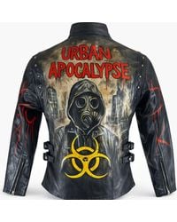 Zasta Studio - Hand-Painted Leather Biker Jacket - Lyst
