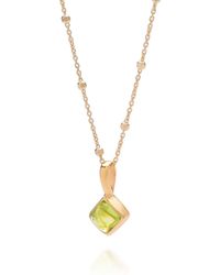 Nellou Jewellery - Diamond Peridot Necklace Birthstone August Plated Sterling - Lyst