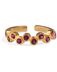 Ebru Jewelry - Ruby Stone & Zig Zag Stackable Adjustable Ring - Lyst