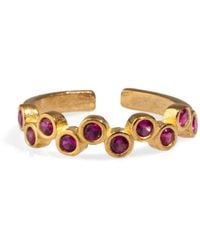 Ebru Jewelry - Ruby Stone & Zig Zag Stackable Adjustable Ring - Lyst