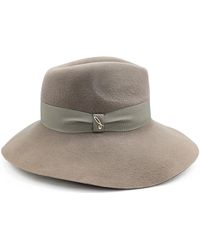 DORIA 1905 - Neutrals Neutral Velour Lapin Felt Wide Brim Drop Hat - Lyst