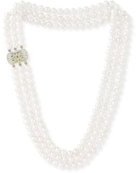 Pearls of the Orient Online - Stella Triple Strand Cultured Freshwater Pearl Necklace With Art Deco Style Vermeil Pave Clasp - Lyst