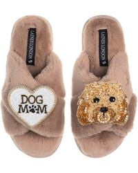 Laines London - Classic Laines Slippers With Enki-Doo The Cockapoo & Dog Mum Mom Brooches - Lyst