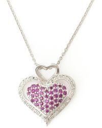 Belinda Jewelz - Ruby Pavé Heart Pendant Necklace - Lyst