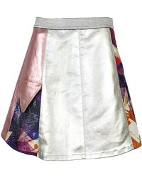 Lalipop Design - Two-tone Metallic-effect Cotton Gabardine A Line Mini Skirt - Lyst