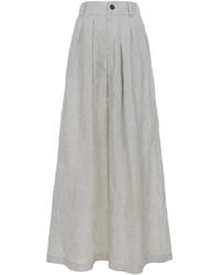 Jana Coshè - Natural Linen Wide Leg Palazzo Pants With Pleated Front - Lyst