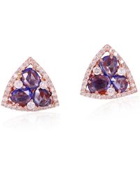 Artisan - Rose 18K Rose Sapphire & Diamond Triangle Earrings - Lyst