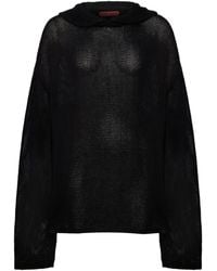 Pcfg - Cotton Blend Knitted Hoodie With Woven Patch - Lyst